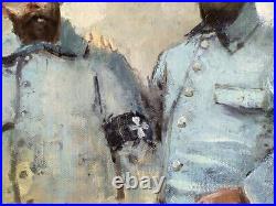 Poilus 1915 Huile sur toile signée Cousin Benoît Cousin Format 70 Cm X 30 Cm