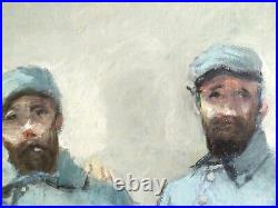 Poilus 1915 Huile sur toile signée Cousin Benoît Cousin Format 70 Cm X 30 Cm