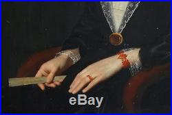 Portrait Dame du XIX ème (HST). Signé, daté1853