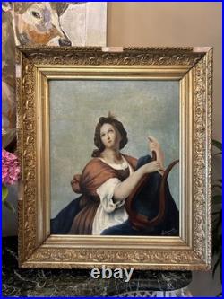 Portrait De Femme À La Lyre, Huile Sur Toile