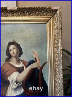 Portrait De Femme À La Lyre, Huile Sur Toile