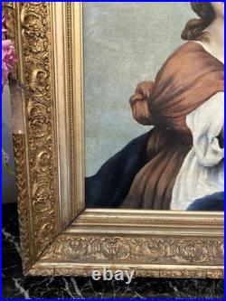Portrait De Femme À La Lyre, Huile Sur Toile