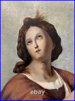 Portrait De Femme À La Lyre, Huile Sur Toile