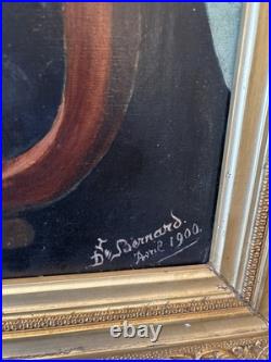 Portrait De Femme À La Lyre, Huile Sur Toile