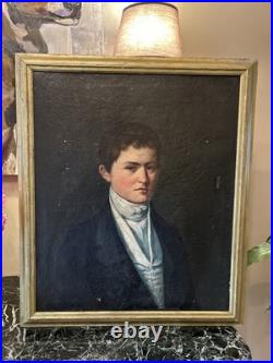 Portrait De Jeune Homme, Fin XVIII Eme, Début XIX Ème, Huile Sur Toile Portrait De Jeune Homme, Fin XVIII Eme, Début XIX Ème, Huile Sur Toile
