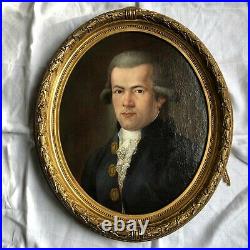 Portrait De Robespierre Huile Sur Toile Ovale Cadre En Bois Dore 18 Eme Siecle