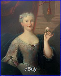 Portrait Femme Epoque XVIIIème siècle Huile sur toile Epoque Louis XV