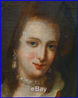 Portrait Femme au sorbet Epoque fin XVIIème siècle Huile sur toile