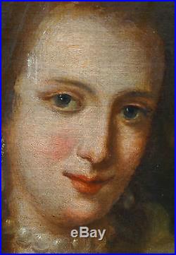Portrait Femme au sorbet Epoque fin XVIIème siècle Huile sur toile