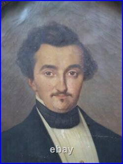 Portrait Huile Sur Toile Jeune Homme 1850
