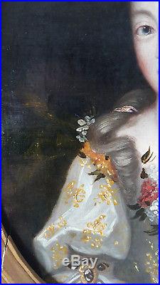 Portrait Mademoiselle de Blois duchesse d'Orléans huile sur toile 17ème siècle