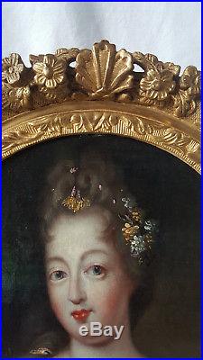 Portrait Mademoiselle de Blois duchesse d'Orléans huile sur toile 17ème siècle