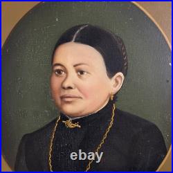 Portrait XIX Ème s Signée Représentant Une Femme, Huile Sur Toile