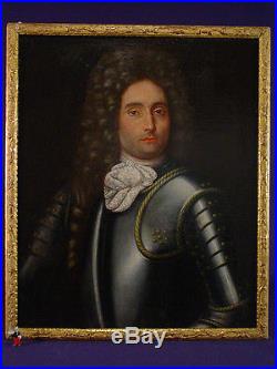 Portrait XVIIIéme peinture homme armure école Française hst cadre doré Berain