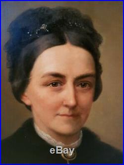 Portrait ancien de femme, huile sur toile époque XIX ème s