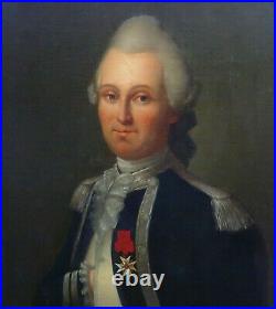 Portrait d'Homme Officier Ecole Française du XVIIIème siècle Huile sur Toile