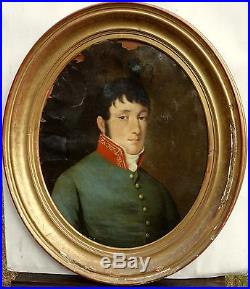 Portrait d'officier de marine Epoque Empire Huile sur toile XIXème siècle
