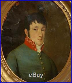 Portrait d'officier de marine Epoque Empire Huile sur toile XIXème siècle