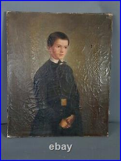 Portrait d'un jeune séminariste Huile sur toile XIXe s. 45,5x37,5 cm