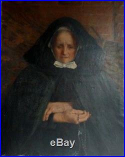 Portrait d'une Béguine en Prière Religieuse de Liège Béguinage Belgique XIXe