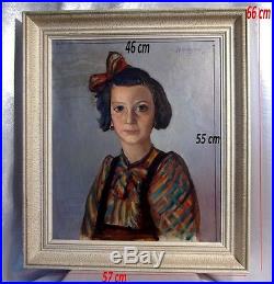 Portrait d'une Petite Fille Juive Anna Maria Lévi par L. Schroyen 1943 Huile