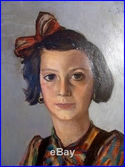 Portrait d'une Petite Fille Juive Anna Maria Lévi par L. Schroyen 1943 Huile