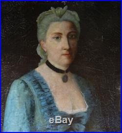 Portrait de Femme Epoque XVIIIème Huile sur Toile Louis XV Ecole Française