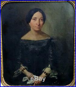 Portrait de Femme Huile sur toile Ecole Française du XIXème Louis Philippe