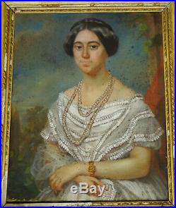 Portrait de Femme Napoléon III Ecole française du XIXème siècle Pastel sur Toile