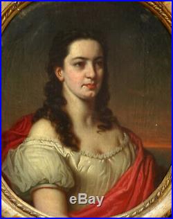 Portrait de Femme Style XVIIème Siècle Epoque Second Empire Huile sur Toile