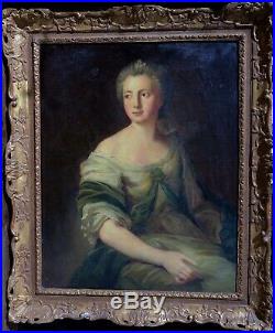 Portrait de Femme de Qualité, Huile sur toile XVIIIème avec son Cadre