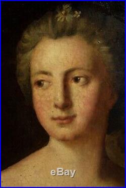 Portrait de Femme de Qualité, Huile sur toile XVIIIème avec son Cadre