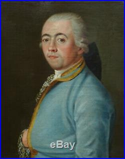 Portrait de Gentilhomme Huile sur Toile Ecole Française du XVIIIème siècle