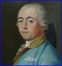 Portrait de Gentilhomme Huile sur Toile Ecole Française du XVIIIème siècle