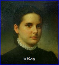 Portrait de Jeune Femme Ecole française du XIXème siècle Huile sur toile