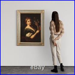 Portrait de dame tableau ancien peinture huile sur toile femme 18ème siècle