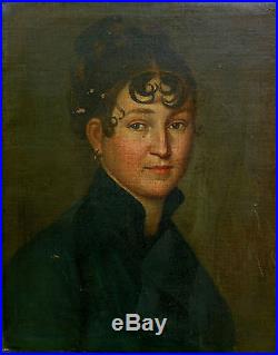 Portrait de femme Ecole Française Huile sur toile XIXème Epoque 1er Empire