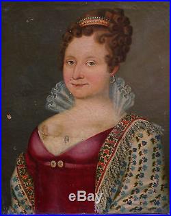Portrait de femme Ecole Française Huile sur toile XIXème Epoque Louis XVIII