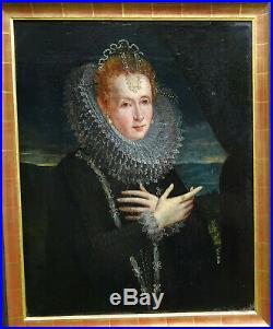 Portrait de femme Ecole anglaise du XVIème siècle huile sur toile