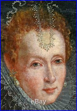 Portrait de femme Ecole anglaise du XVIème siècle huile sur toile