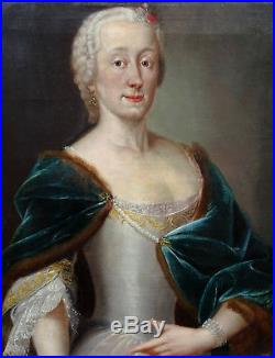 Portrait de femme Ecole française époque louis XV XVIIIème siècle huile sur toil