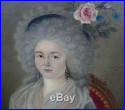 Portrait de femme Elisabeth Horrie époque Louis XVI Huile sur toile