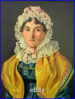 Portrait de femme Epoque Louis Philippe huile sur toile début XIXème siècle