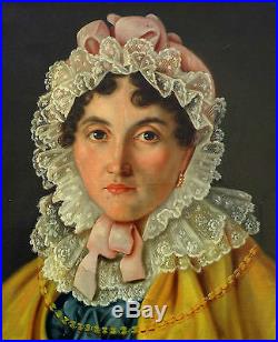Portrait de femme Epoque Louis Philippe huile sur toile début XIXème siècle