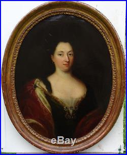 Portrait de femme Epoque Louis XIV Ecole Française Huile sur toile XVIIème siècl