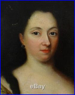 Portrait de femme Epoque Louis XIV Ecole Française Huile sur toile XVIIème siècl