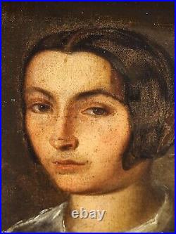 Portrait de femme. Peinture huile sur toile signé. Style XlXeme siècle
