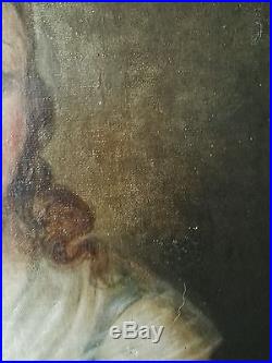 Portrait de femme huile sur toile tableau peinture 18ème siècle