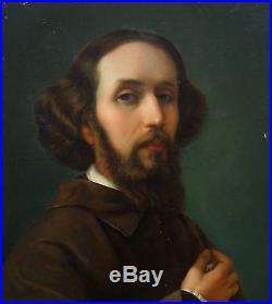 Portrait du peintre lyonnais Eugène Allard Huile sur toile XIXème siècle