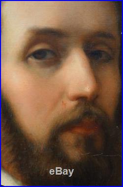 Portrait du peintre lyonnais Eugène Allard Huile sur toile XIXème siècle